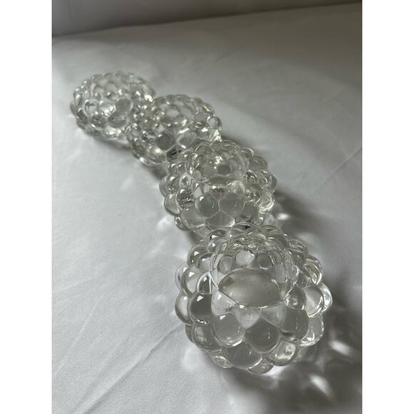 Crystal Raspberry Bubble Votive Candle Holders set of 4 - Picture 2 of 10